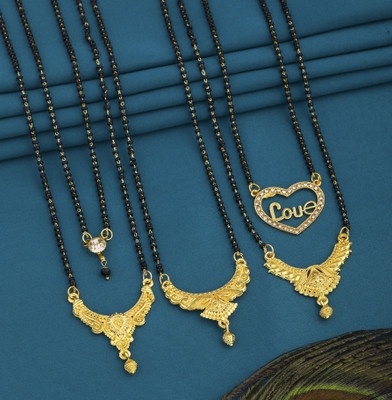 VEMISTHI combo of 5 Brass, Crystal Mangalsutra