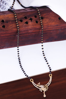 MEENAZ Mangalsutra for women Simple Design Short Chain Ad golden magalsutra 1 gram gold Brass, Copper, Metal, Crystal, Stone Mangalsutra