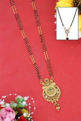 CLONEO Gold Plated 24 Inch Mangalsutra with Diamond Pendant 18 Inch Mangalsutra Combo Alloy Mangalsutra