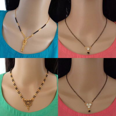RAMDEV ART FASHION JEWELLERY Pack Of 4 Gold Plated Mangalsutra Tanmaniya For Women Alloy Mangalsutra