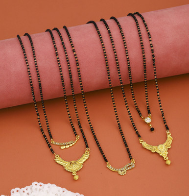 VEMISTHI combo of 5 Brass, Crystal Mangalsutra