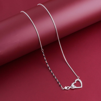 VEDNINE 925 Sterling Silver Silver Infinity Heart Mangalsutra Silver Mangalsutra