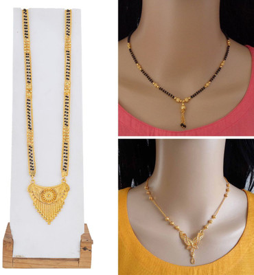 Dency Brass Gold-plated Gold Jewellery Set(Pack of 3)