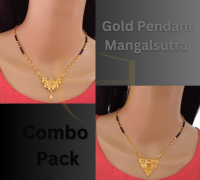 Homeistic Applience 2 pcs combo Pack Ethnic Gold Jewelry's Mangalsutra Pendant Tanmaniya(18 Inch) Brass Mangalsutra