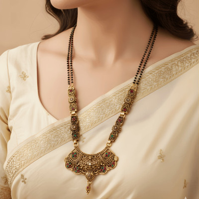 BeMine Jewellery Antique Gold Plated Traditional Indian Mangalsutra for Women Brass Mangalsutra