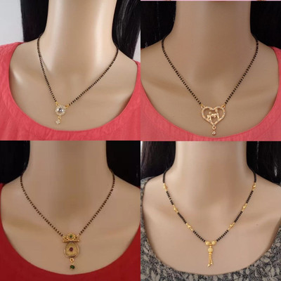 Dency Designer Alloy Gold Plated Mangalsutra For Women and Girls Pack of 4 Alloy Mangalsutra