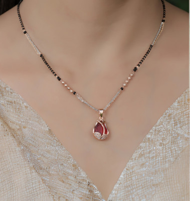 StyleWithJankiii StyleWithJankiii PURE RUBYY RED DIAMOND ROSE GOLD MANGALSUTRA Brass Mangalsutra