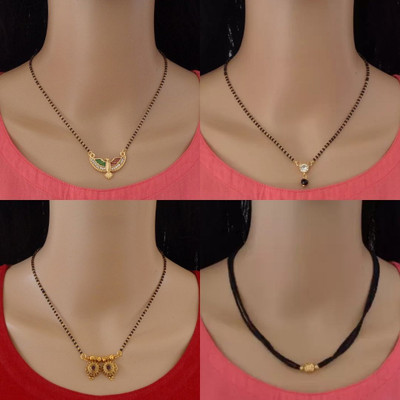 Dency Designer Alloy Gold Plated Mangalsutra For Women and Girls Pack of 4 Alloy Mangalsutra