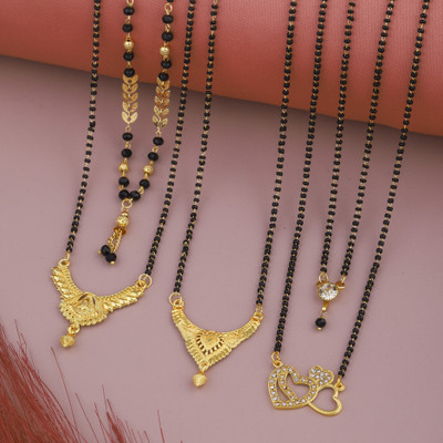 VEMISTHI combo of 5 Brass, Crystal Mangalsutra