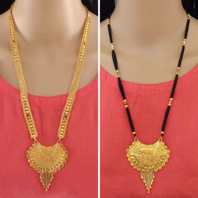 Dency Gold plated Mangalsutra Set Pack Of 2 For Wedding / Daily Use Brass Mangalsutra