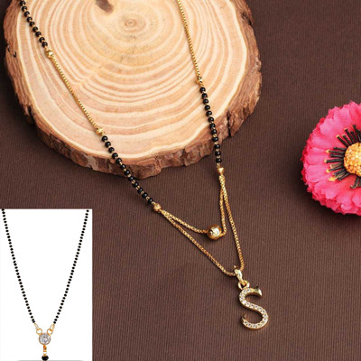 JETWAL S Name Pendant Diamond Attached Alphabet Word S Locket with 18 Inch Chain Alloy Mangalsutra