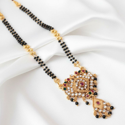 PVG Horizon 1gm Gold Traditional Ethnic Trendy Mangalsutra Tanmaniya 24 inch Nallapusalu Alloy Mangalsutra