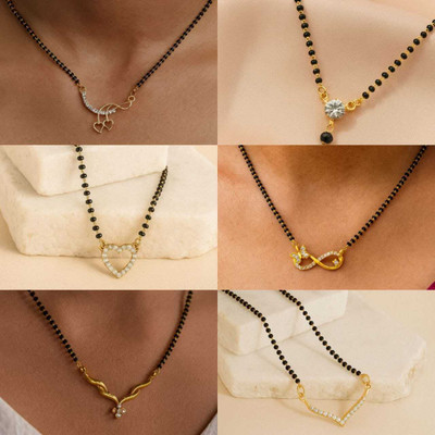 ELCETRATD JEWELLERY shimmering beautiful tanmaniya PACK OF 6 combo for women Alloy Mangalsutra