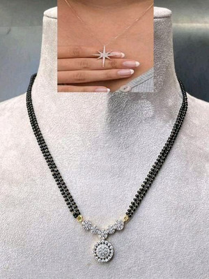 amariya Bhumi09 Fancy AD New Stylish Gold Mangalsutra Black Bead For women Brass Mangalsutra