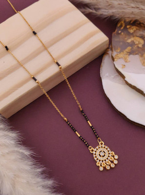 shringar sales Divya Radiance Anti-Tarnish Gold-Plated Diamond Mangalsutra Necklace Alloy Mangalsutra