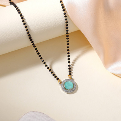 GehenabyEstele Gehena by Estele Gold & Rhodium Plated Pendant Mangalsutra Chain for Women Alloy Mangalsutra