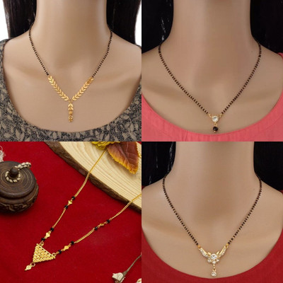 RAMDEV ART FASHION JEWELLERY Pack Of 4 Gold Plated Mangalsutra Tanmaniya For Women Alloy Mangalsutra