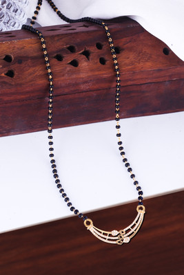 Miami Mangalsutra for women Simple Design Short Chain Ad golden magalsutra 1 gram gold Brass, Copper, Metal, Crystal, Stone Mangalsutra