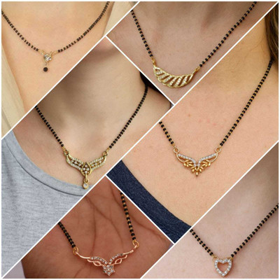 ELCETRATD JEWELLERY shimmering beautiful tanmaniya PACK OF 6 combo for women Alloy Mangalsutra