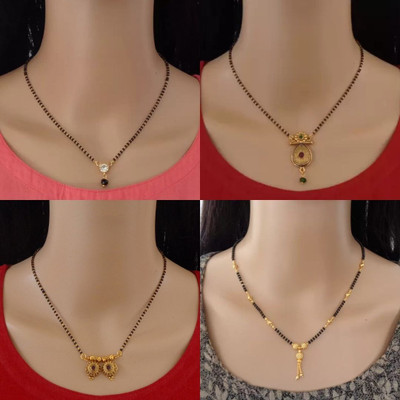 RAMDEV ART FASHION JEWELLERY Designer Alloy Gold Plated Mangalsutra For Women and Girls Pack of 4 Alloy Mangalsutra