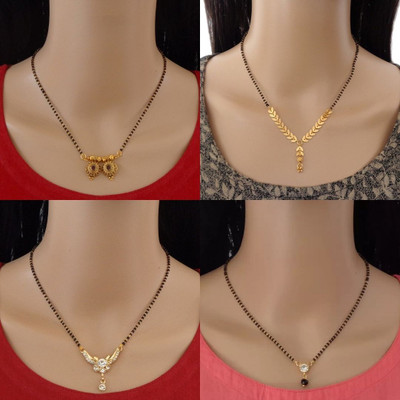 RAMDEV ART FASHION JEWELLERY Designer Alloy Gold Plated Mangalsutra For Women and Girls Pack of 4 Alloy Mangalsutra