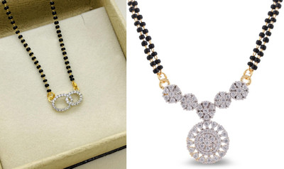 Temora American Diamond Short Mangalsutra For Women Brass Mangalsutra
