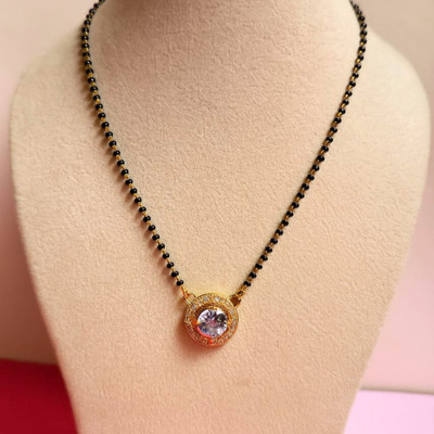 Amoha Lifestyle Gold-Plated Mangalsutra for Women | Elegant Dailywear Black Bead Necklace | Alloy Mangalsutra