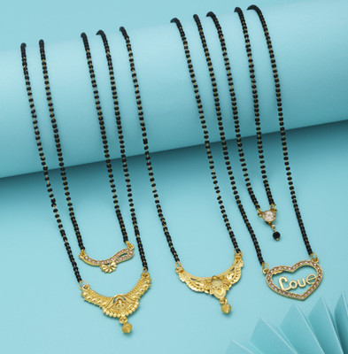 VEMISTHI Gold Mangalsutra For women Stylish Brass Mangalsutra Brass, Crystal Mangalsutra