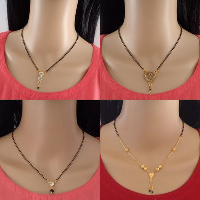 Dency Designer Alloy Gold Plated Mangalsutra For Women and Girls Pack of 4 Alloy Mangalsutra