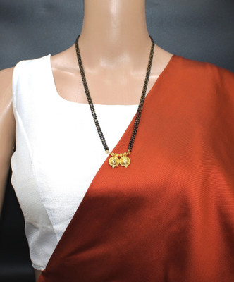 SONI DESIGNS TraditionaL One Gram Gold Plated 30 Inch Long Black Beads Golden Mangalsutra Brass Mangalsutra