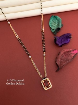 BMIWORLD Premium quality rose gold plated ad diamond ruby stone square fancy mangalsutra Brass Mangalsutra