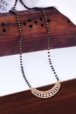 Miami Mangalsutra for women Simple Design Short Chain Ad golden magalsutra 1 gram gold Brass, Copper, Metal, Crystal, Stone Mangalsutra