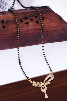 Miami Mangalsutra for women Simple Design Short Chain Ad golden magalsutra 1 gram gold Brass, Copper, Metal, Crystal, Stone Mangalsutra