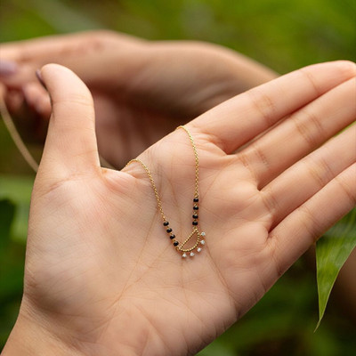 BELWICK American Diamond Gold Plated Brass Mangalsutra