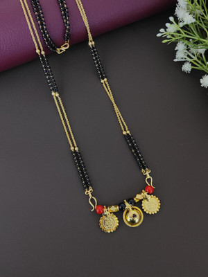 VRAJ FASHION JEWELLRY One Gram Gold Plated Traditional Tanmaniya Vati Mangalsutra for Women/Girls. Brass Mangalsutra