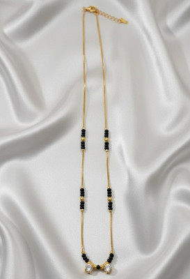 Defashions Traditional Gold-Plated Floral Design Single -Strand Mangalsutra for Women Brass Mangalsutra