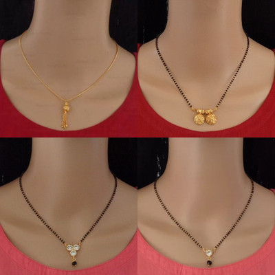 RAMDEV ART FASHION JEWELLERY Pack of 4 Alloy Gold Plated Mangalsutra For Women and Girls Alloy Mangalsutra