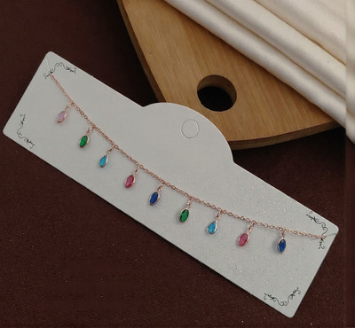 immitation Rose Gold Plated Multi-Color Teardrop Charm Anklet/Bracelet Silver Tanmaniya