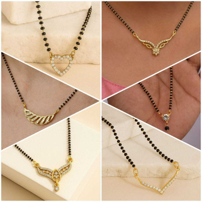 ELCETRATD JEWELLERY shimmering beautiful tanmaniya PACK OF 6 combo for women Alloy Mangalsutra