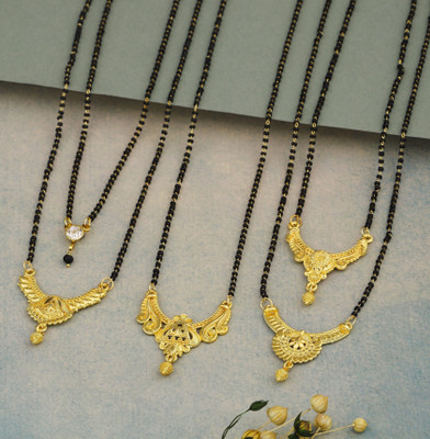 VEMISHTI combo of 5 Brass, Crystal Mangalsutra