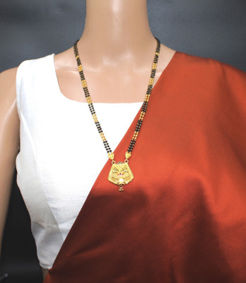 SONI DESIGNS TraditionaL One Gram Gold Plated 30 Inch Long Black Beads Golden Mangalsutra Brass Mangalsutra
