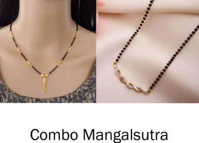 Hitarth Fashion Jewellery Gold Fancy Mangalsutra Pack OF 2 pcs Brass Mangalsutra