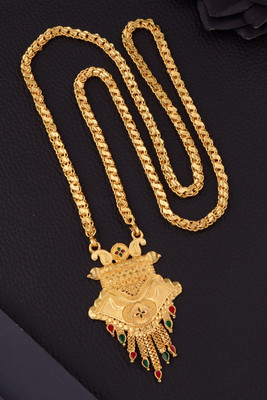 Princy Enterprise Brass Micro Gold plated Designer Fancy Hart chain gold pendant Brass Mangalsutra
