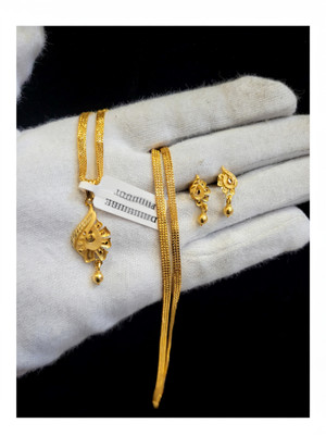 Ansh Enterpris Pendant with Earring Gold Palted For Women Brass Mangalsutra