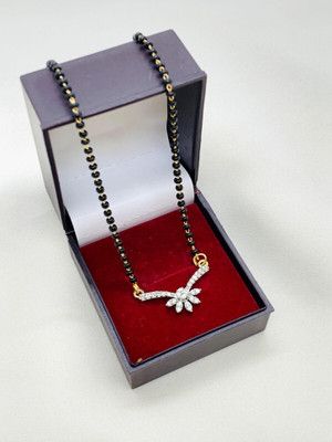 Temora American Diamond Short Mangalsutra For Women Brass Mangalsutra