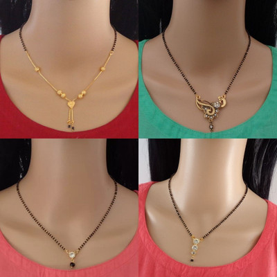 Dency Designer Alloy Gold Plated Mangalsutra For Women and Girls Pack of 4 Alloy Mangalsutra