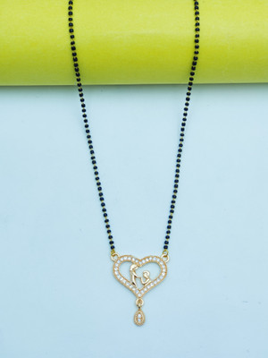 DHARM JEWELS Beautiful Love Heart Shape Daily wear Mangalsutra Black Bead Chain Pendant for Women Alloy Mangalsutra Alloy Mangalsutra