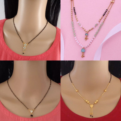 Dency Designer Brass Gold Plated Mangalsutra For Women and Girls Pack of 4 Brass Mangalsutra