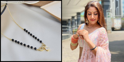 Temora American Dimaond Gold Plated Designer Short Mangalsutra Alloy Mangalsutra