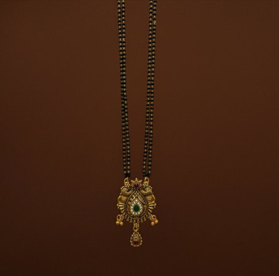 NIMITCREATION Ethnic Gold-Plated Mangalsutra with Ruby & Emerald Stones for Women Brass Mangalsutra
